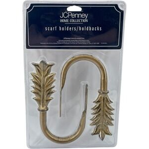 JCPenney Home Collection Scarf Holders Holdbacks Leaf Design Antique Gold